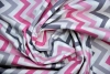 Faal Emprime Poplin-Nevresimlik Kumaş Zigzag Desen Pembe